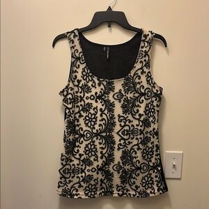 Maurice’s sleeveless white top with black lace size Large